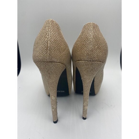 De Blossom Collection Gold Crystal Platform Heel Pumps, size 7 - Picture 5 of 12